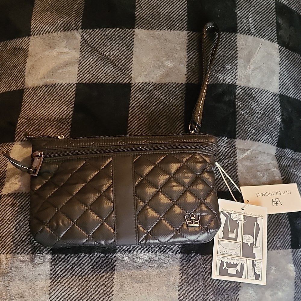 Quilted Black Wristlet